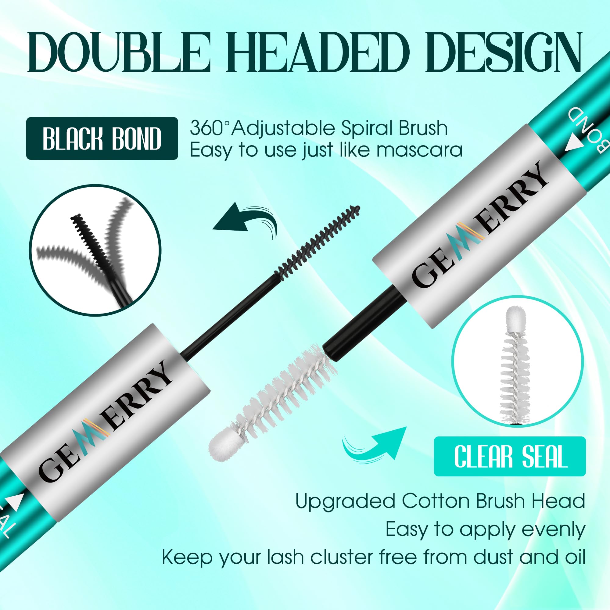 GEMERRY Waterproof Lash Bond & Seal Glue – 12ml Long-Lasting Eyelash Adhesive for Lash Clusters (72-96 Hour Hold) – Professional Strength DIY Eyelash Extension Glue for Home Use – Perfect for Parties, Weddings & Daily Wear