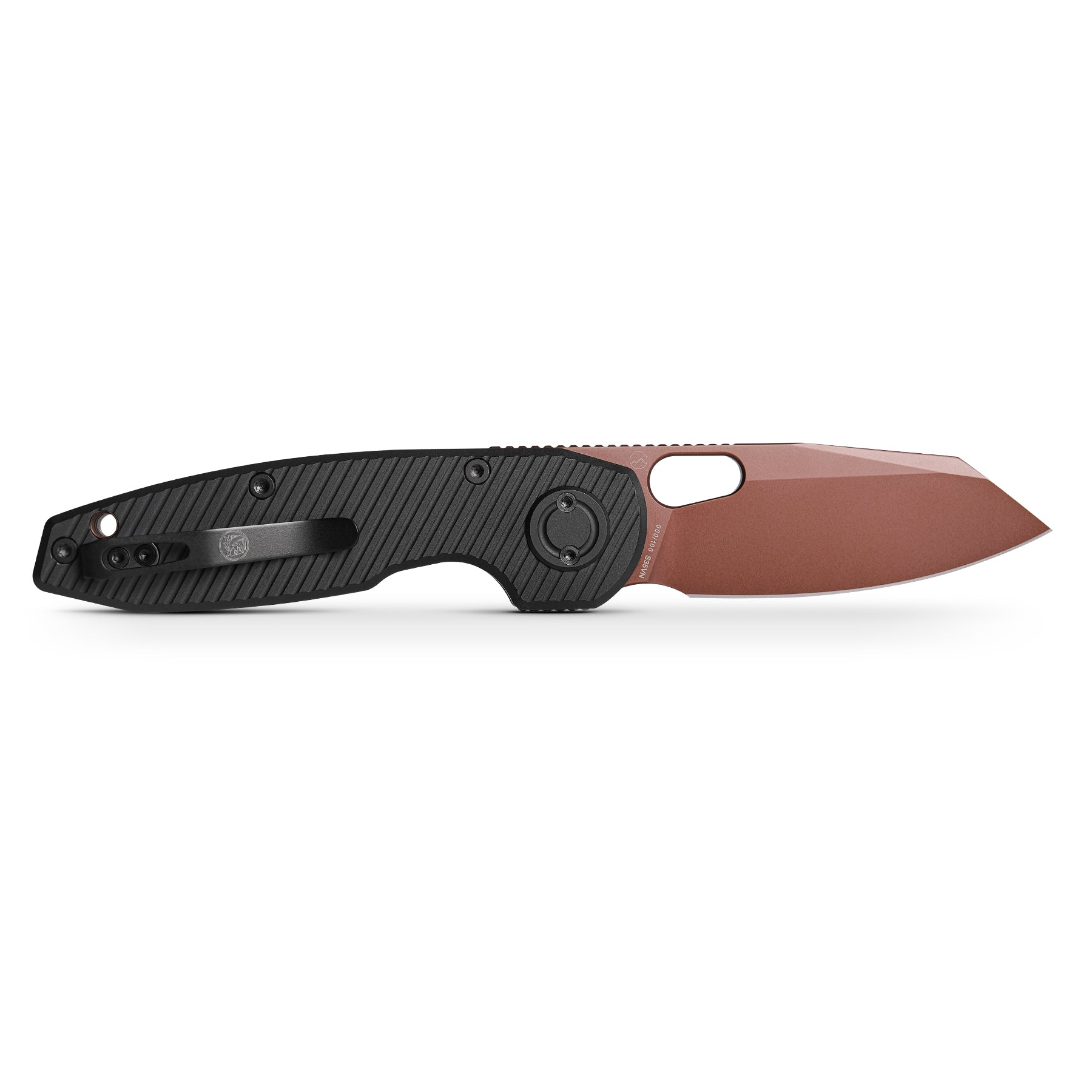 WMK Exclusive Vosteed Ankylo Vanchor Lock Pocket Knife - Black Lined Aluminum Handle, S35VN Steel Copper PVD Blade (Model A1916) - Perfect for EDC, Camping, and Outdoor Adventures