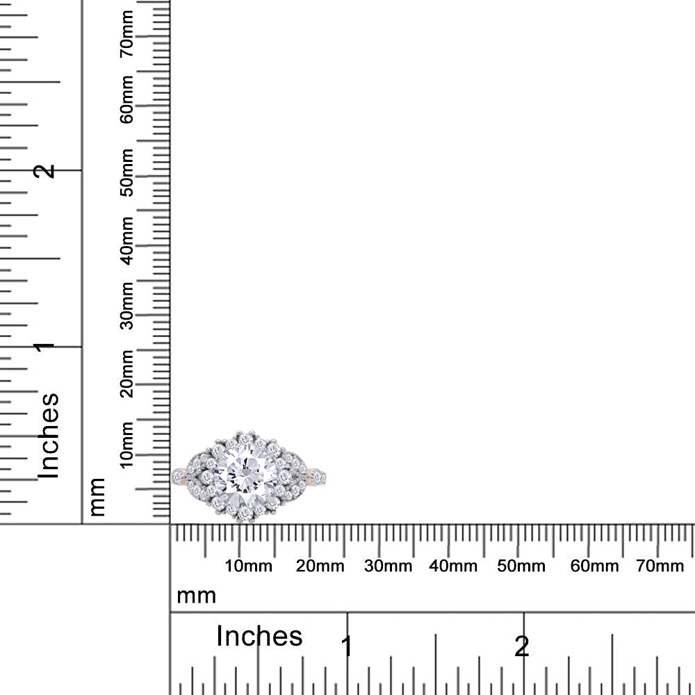 1.2ct Round Cut Lab Created Moissanite Engagement Ring with Leaf Design & Halo Accents in 14k Gold Over Sterling Silver - Perfect for Proposals, Anniversaries & Special Occasions