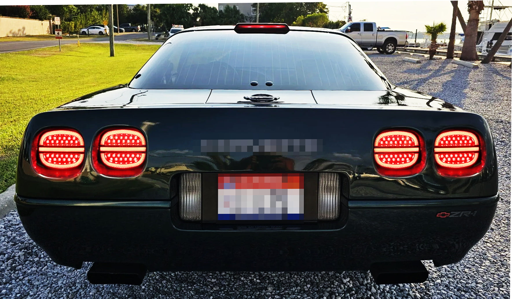 Clear Lens with Black Interior Full LED Halo/Laser Tail Lights for 1990-1996 C4 Corvette - High-Performance Lighting Upgrade for Night Driving & Car Shows