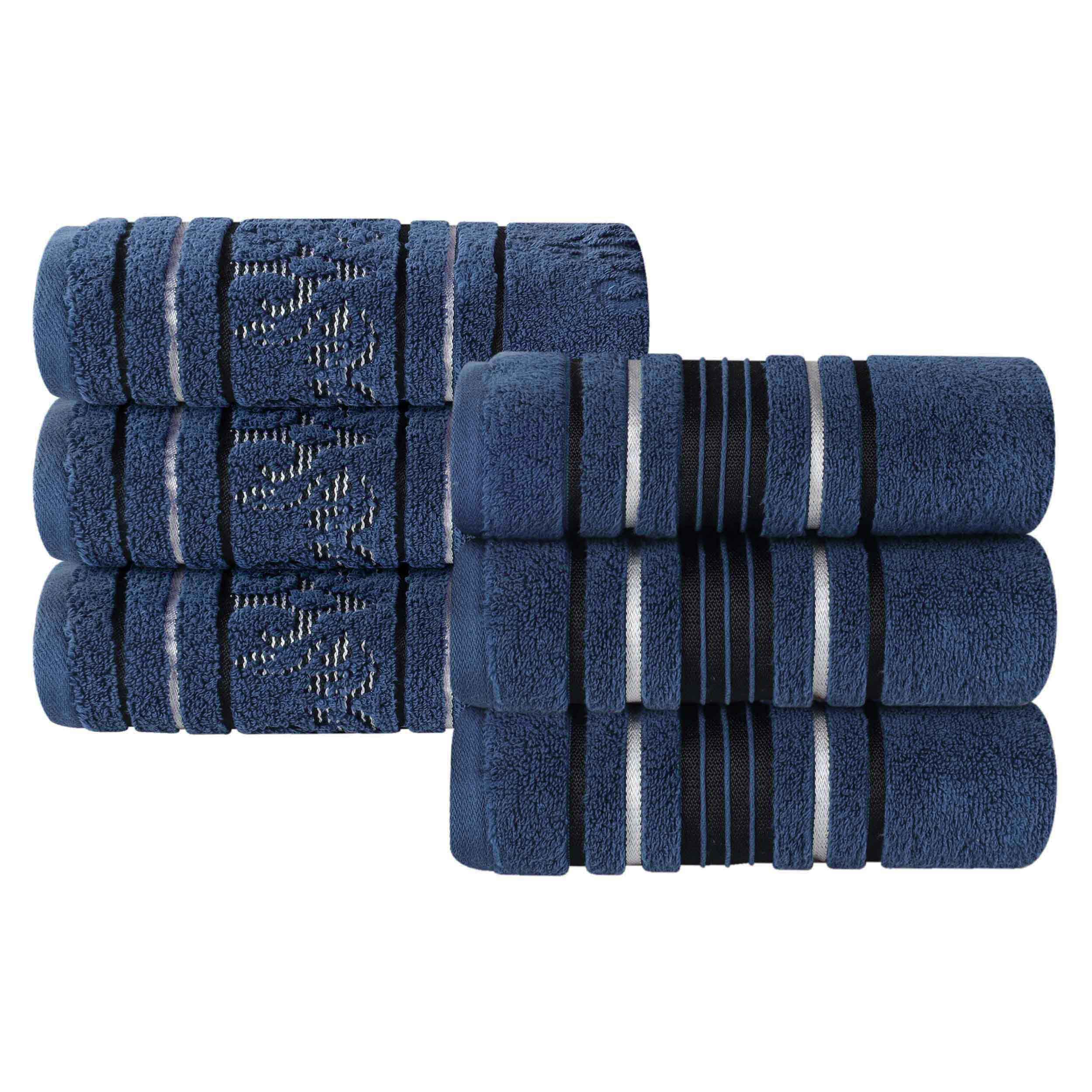 Premium 6-Pack Sadie Zero Twist Cotton Hand Towels - Solid & Jacquard Floral Designs | Soft, Absorbent Bath & Kitchen Towels for Home, Spa, and Guest Use
