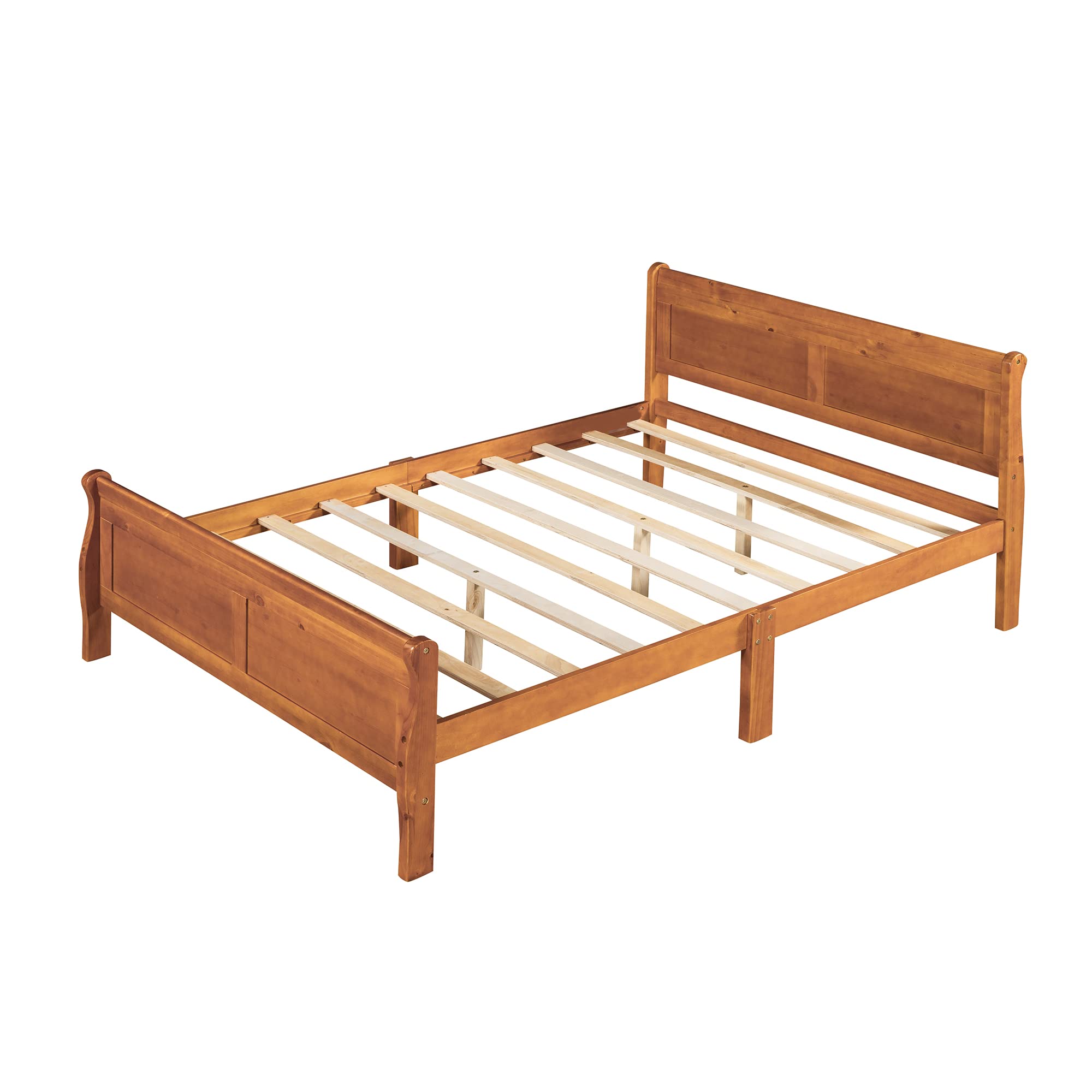Harper & Bright Designs Full Size Wooden Bed Frame with Headboard and Footboard - Sturdy Platform Bed for Kids, No Box Spring Needed - Solid Oak Construction - Perfect for Boys and Girls Bedrooms, Dorm Rooms, and Guest Rooms