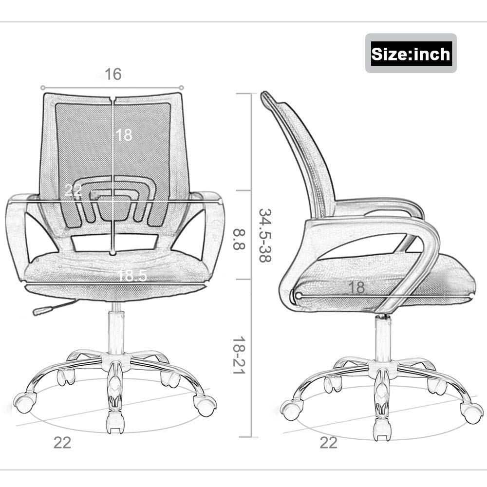 Ergonomic Mesh Office Chair with Adjustable Lumbar Support & Armrests - Comfortable Computer Desk Chair for Adults & Professionals - Perfect for Home Office, Gaming, and Workspace (Green)