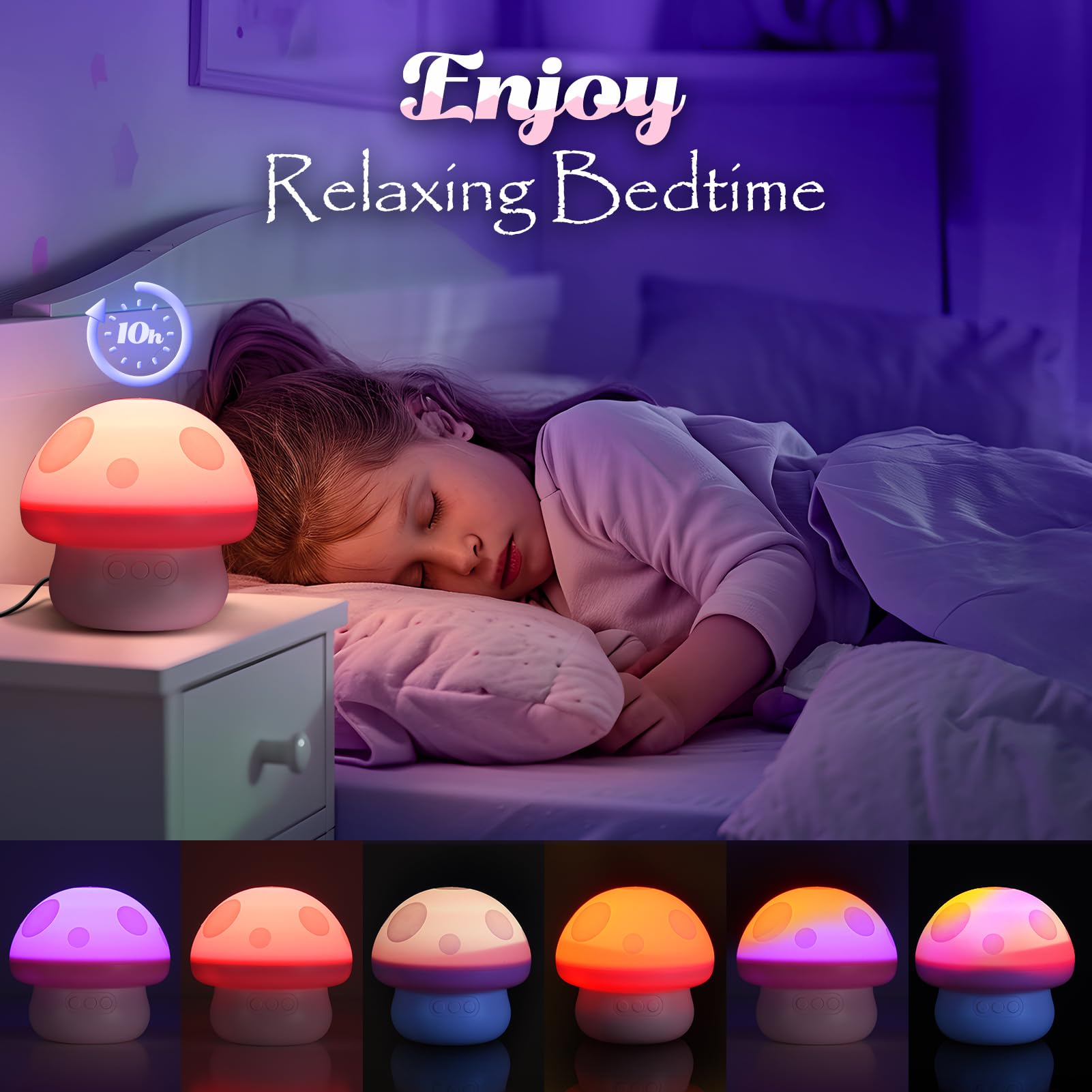 **Mushroom Night Light Projector for Girls 1-5 Years Old - Pink Fairy Princess Bedside Lamp, Kids Room Decor & Gift for Little Girls - Perfect for Bedtime, Nursery, and Playroom**
