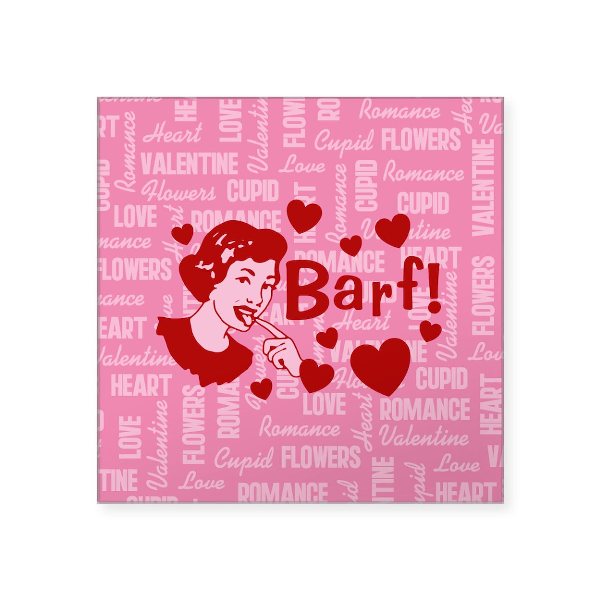 Hearts and Romance Barf Square Sticker 3x3 Inch - Funny Car Bumper Decal for Lovers & Couples - Perfect for Cars, Laptops, Water Bottles & Gifts
