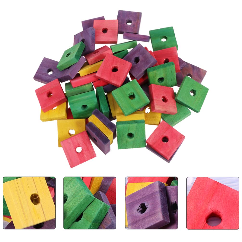 Balacoo 50pcs Natural Wooden Bird Chew Toys - Parrot Chewing Blocks, Puzzle Toys & Cage Accessories for Teething, Beak Trimming & Mental Stimulation - Perfect for Parrots, Cockatiels & Long-Tailed Birds