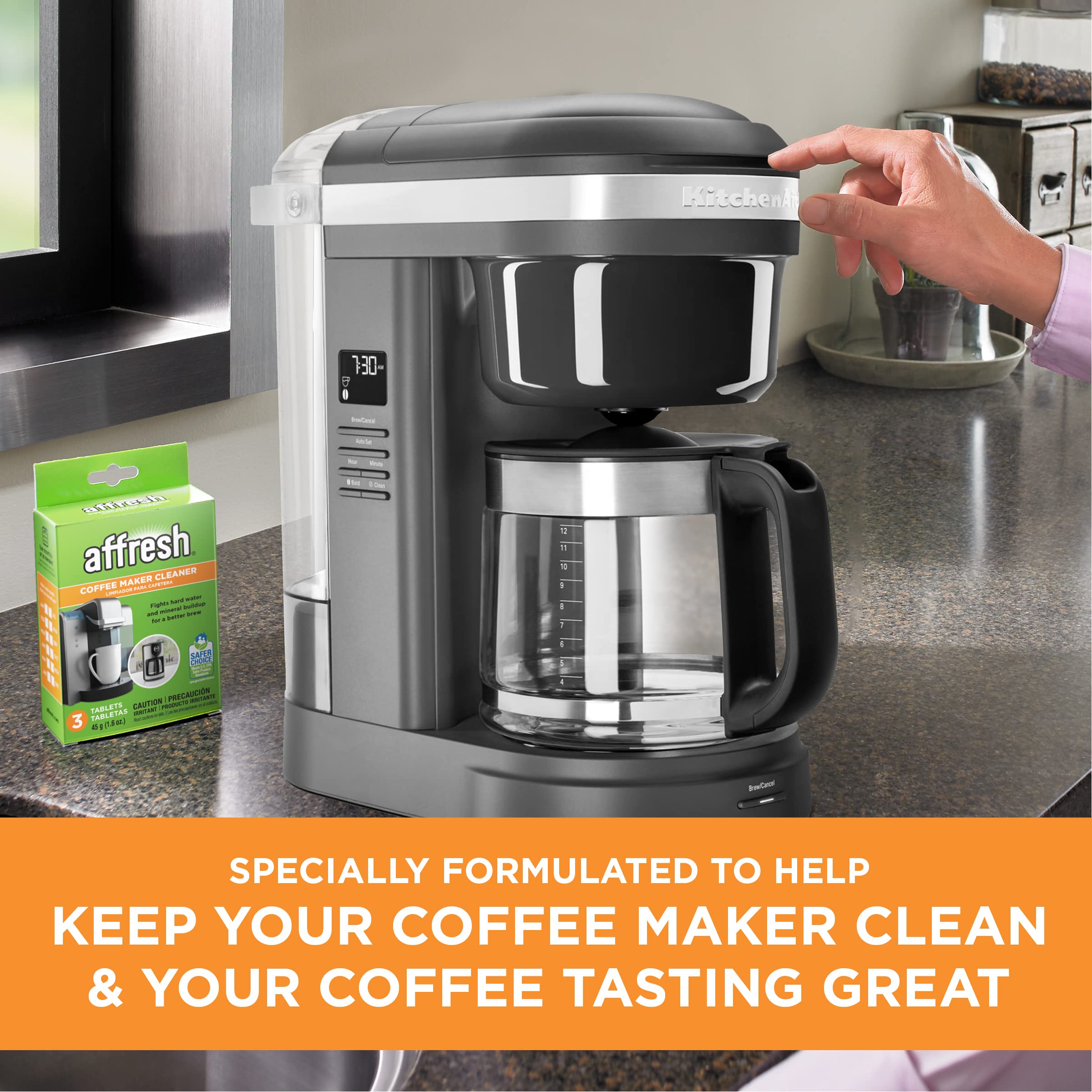 Affresh Coffee Maker Cleaner Tablets - Deep Cleaning for Multi-Cup & Single-Serve Coffee Machines (3 Count) - Perfect for Keurig, Nespresso & Drip Coffee Makers