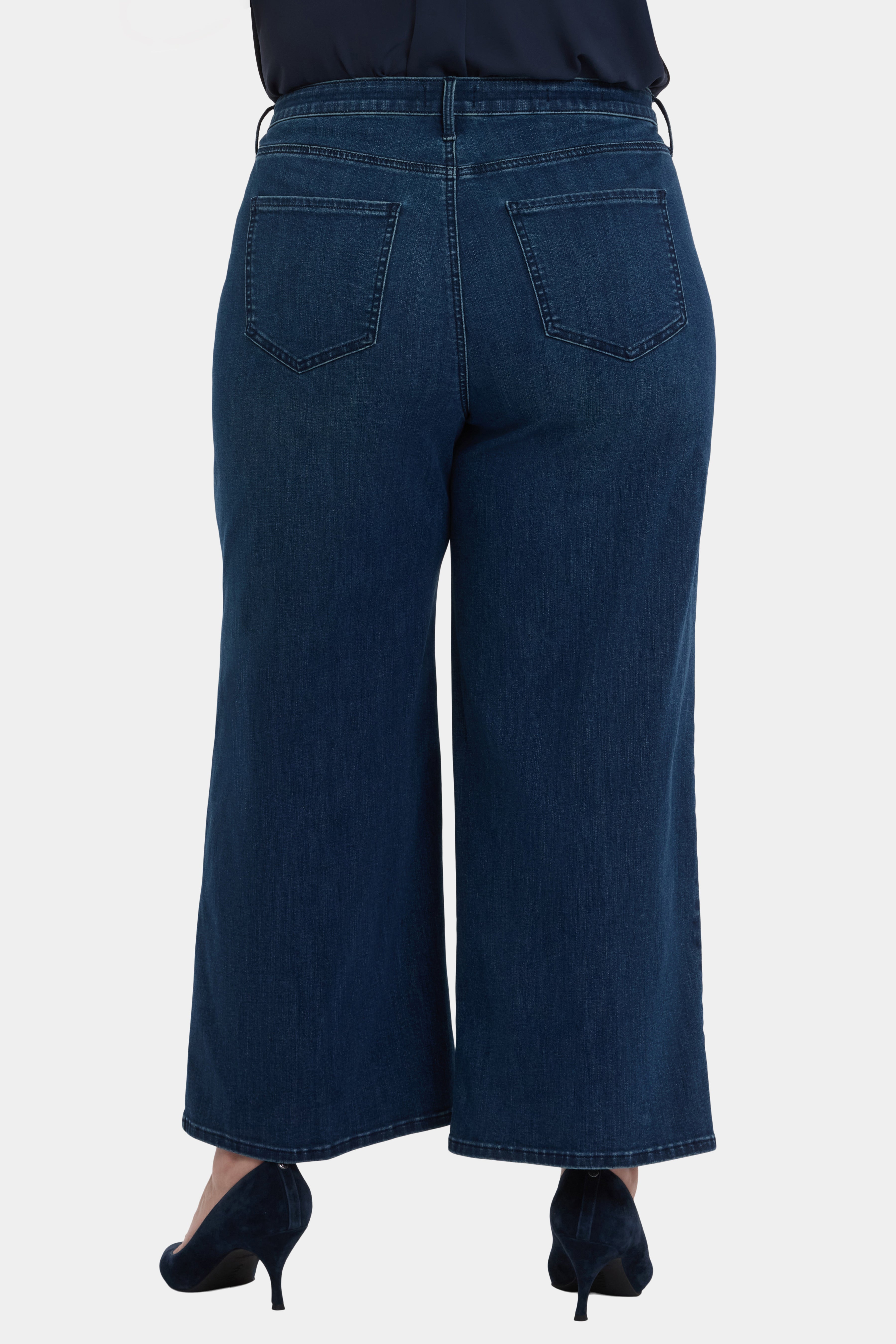 Brodi Wide Leg Ankle Jeans for Women - Plus Size Stretch Denim Pants in Ibiza Blue Wash | Casual Comfort for Everyday Wear & Boho Style Outfits