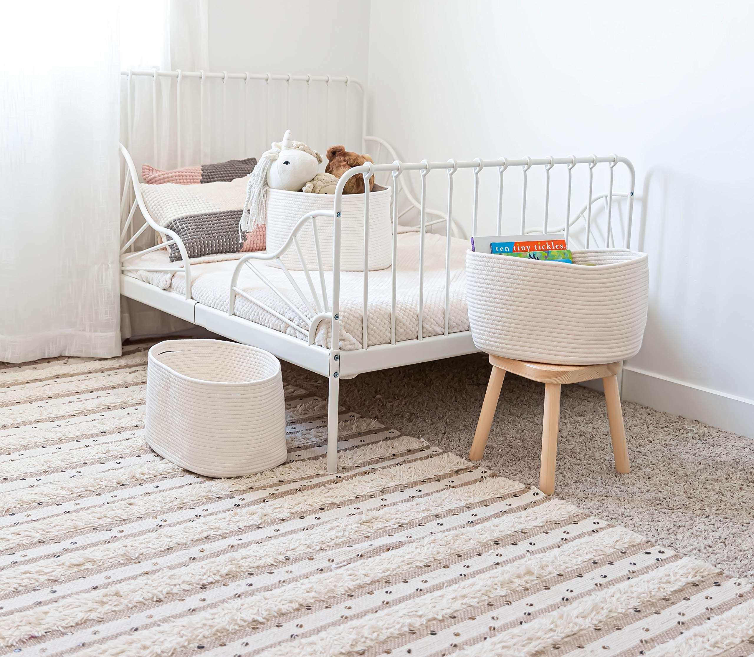 OrganiHaus 3-Piece Storage Basket Set for Closet Organization & Large Toy Storage Basket - White | Perfect for Bedroom, Nursery & Playroom Organization