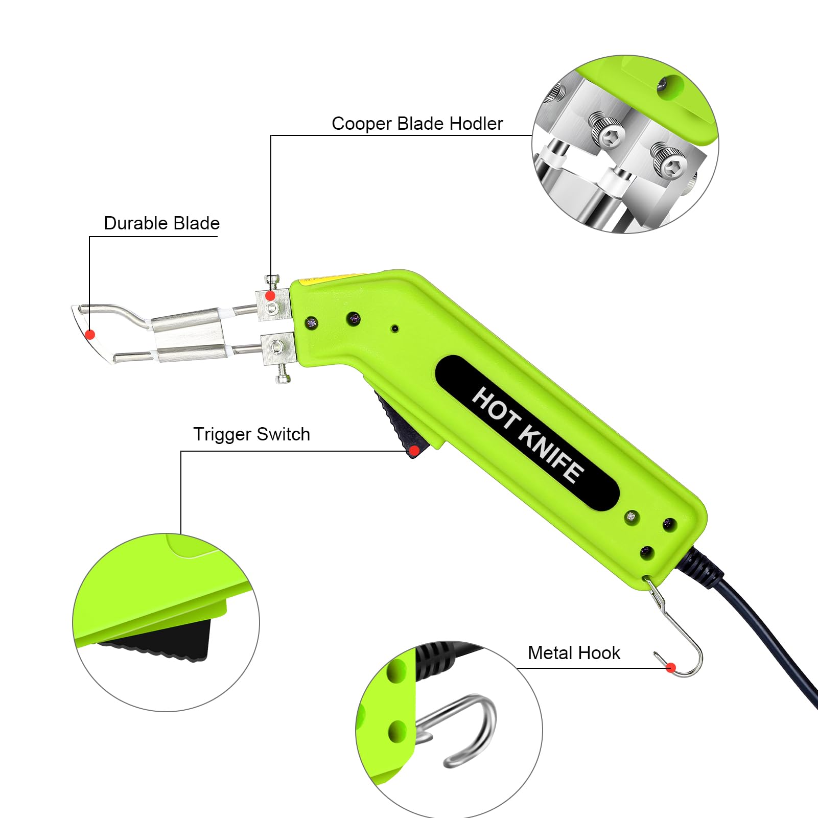 Electric Hot Knife - Adjustable Power Fabric & Rope Cutter with Guide Foot, Air Cooled Foam Cutting Tool for Belt, Cloth & DIY Crafts (Yellow) - Perfect for Upholstery, Cosplay & Craft Projects