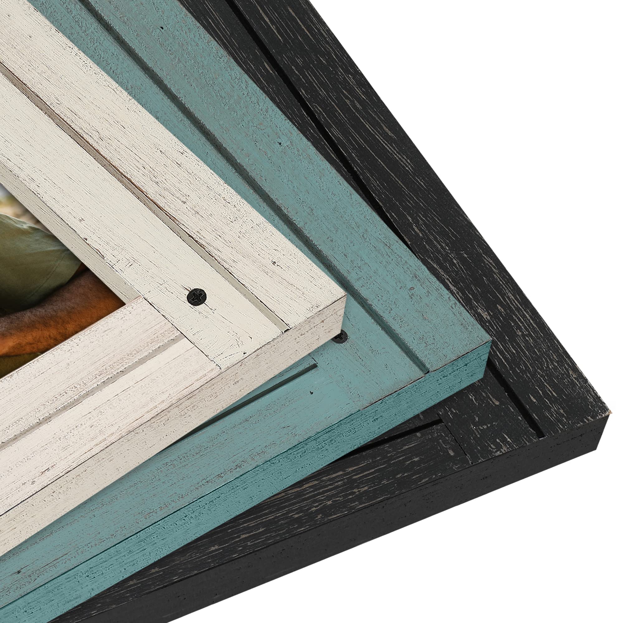 Americanflat 9x12 Distressed Wood Picture Frame - Turquoise Blue for Wall & Tabletop Decor