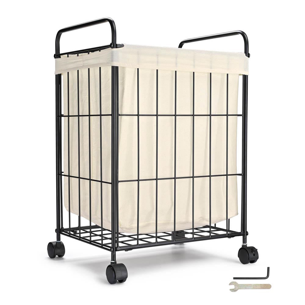TheLAShop Rolling Laundry Basket with Wheels - Metal Frame & Canvas Hamper for Clothes, Bedding, and Toys - Perfect for Bedroom, Laundry Room, and Dorm Organization