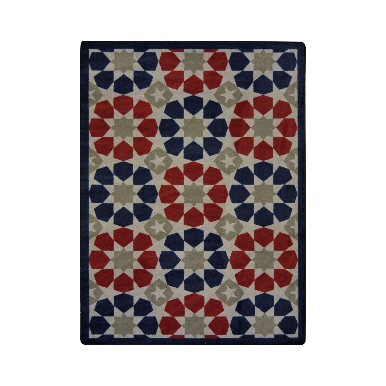 Joy Carpets Kaleidoscope Americana Whimsical Area Rugs - Colorful Non-Slip Kids Room & Playroom Rug - Perfect for Nursery, Bedroom, and Play Areas