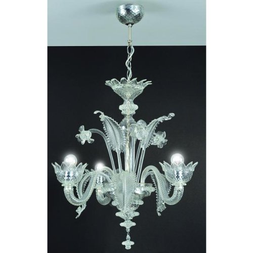 Murano 3-Light Crystal Chandelier - Elegant Glass Ceiling Light Fixture for Dining Room, Bedroom, or Living Room Decor