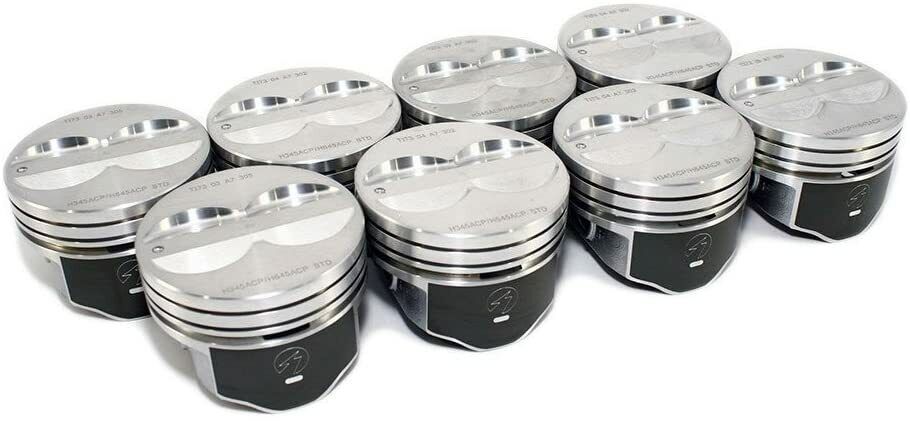 SPEED PRO Hypereutectic Coated Flat Top 4VR Pistons Set for Chevy SB 350 Engine - 8 Piece Kit with 9.3:1 Compression Ratio (0.060 Over) | Perfect for High-Performance Engine Rebuilds & Racing Upgrades