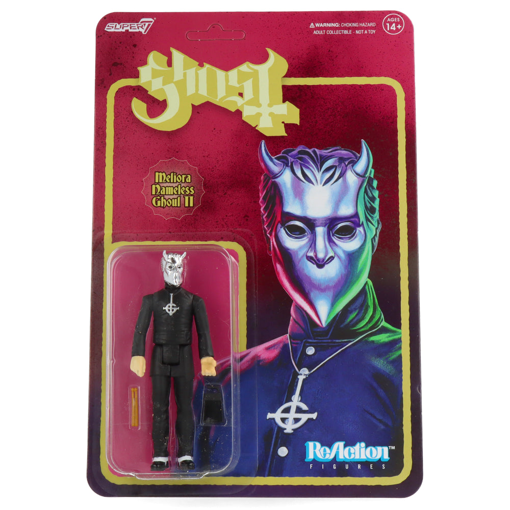 Meliora Nameless Ghoul Action Figure Set with Cowbell & Drumsticks - Ghost Band Collectible Toy for Fans and Music Lovers - Perfect for Display, Gift Giving, and Ghost Memorabilia Collection