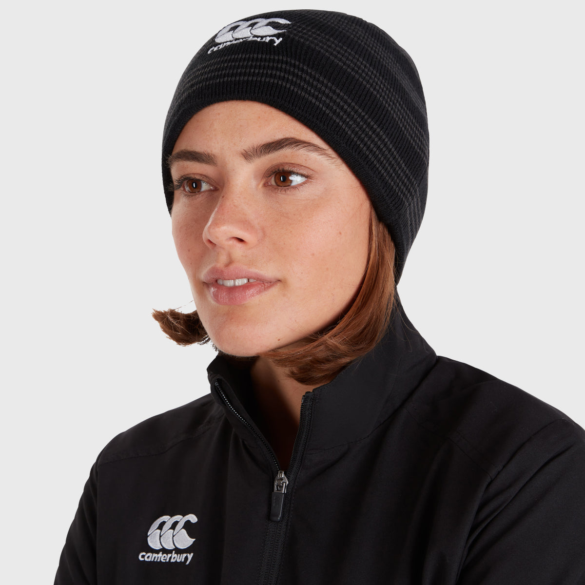 Canterbury Stripe Beanie Hat for Men & Women - Soft Winter Knit Skull Cap - Black Warm Hat for Cold Weather - Perfect for Outdoor Activities, Skiing, and Casual Wear