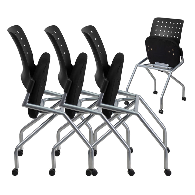 FLASH Galaxy Mobile Nesting Chair with Black Fabric Seat - Lightweight Folding Chair for Outdoor, Camping, Picnics, and Beach Use