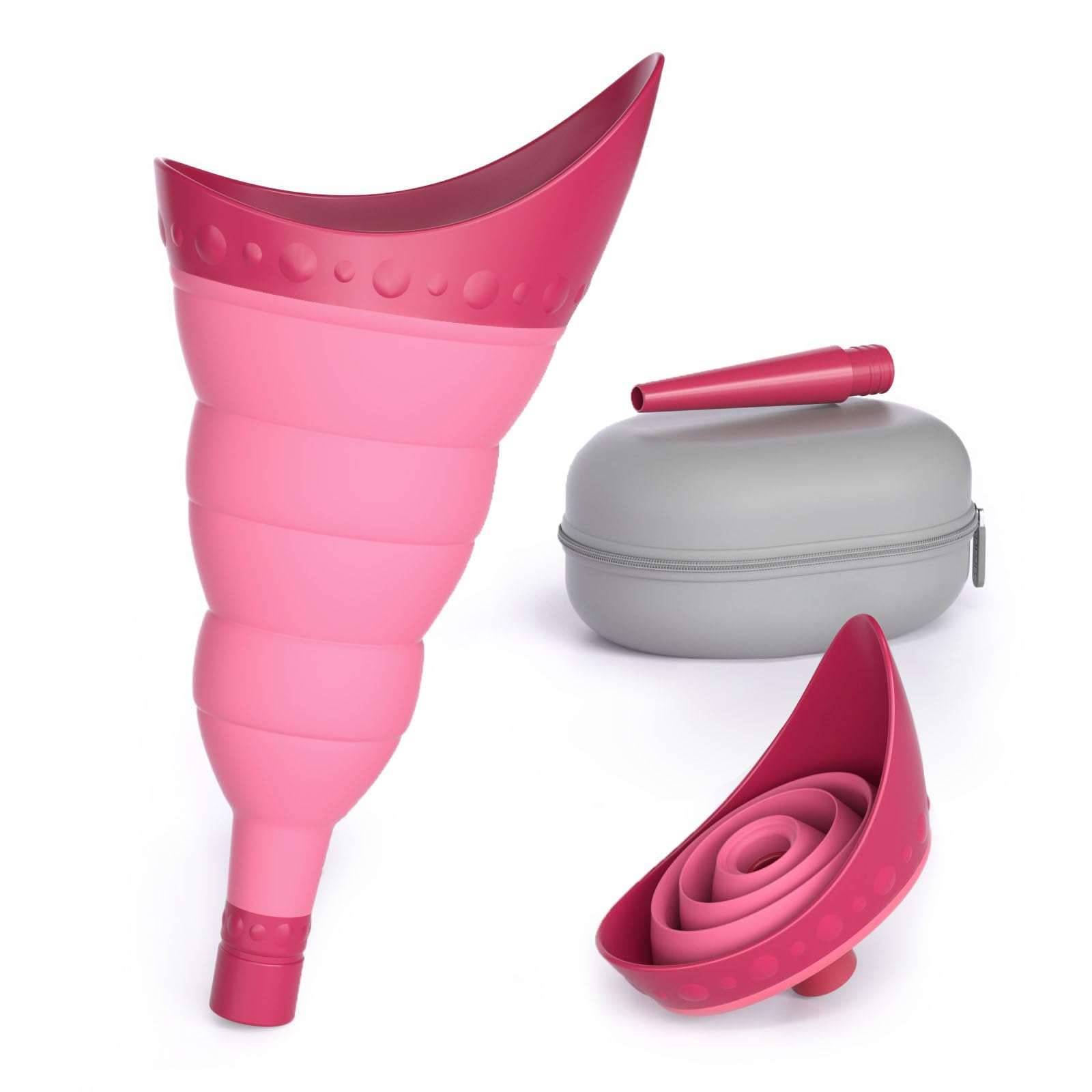 Foldable Female Urinal Device - Portable Pee Funnel for Women Travel, Stand to Pee Cup with Tube Case - Perfect for Camping, Hiking & Road Trips
