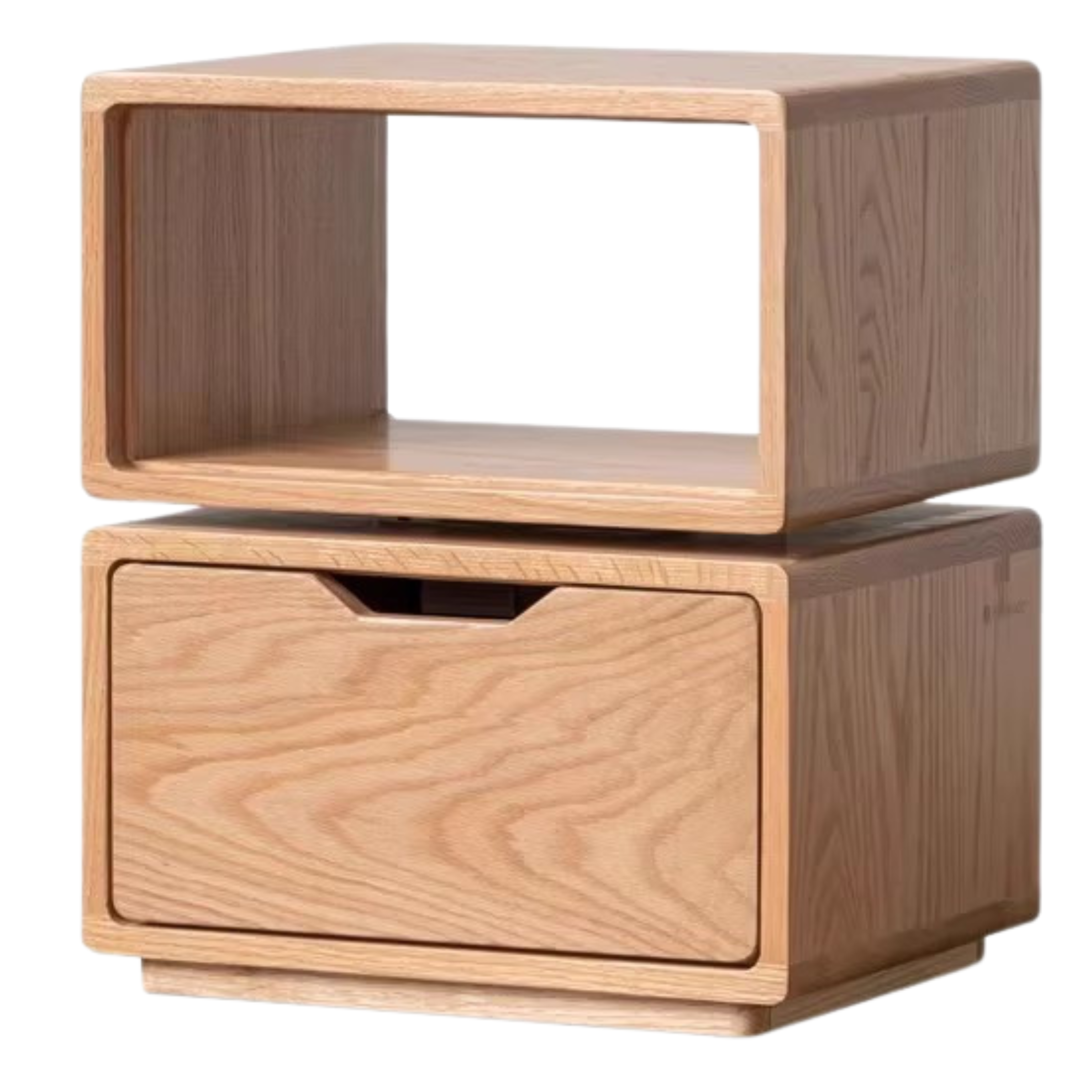 Rotating Oak Solid Wood Side Table Nightstand - Modern Bedroom Furniture for Small Spaces, Living Room, Office & Dorm