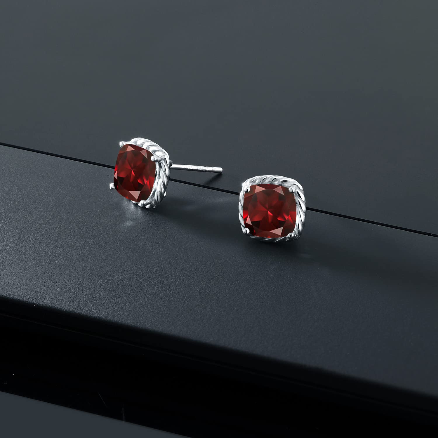 10K White Gold 7MM Cushion Cut Birthstone Stud Earrings for Women & Men | Gemstone Jewelry Gifts for Her, Mom, Wife | Fine Jewelry for Everyday Wear & Special Occasions
