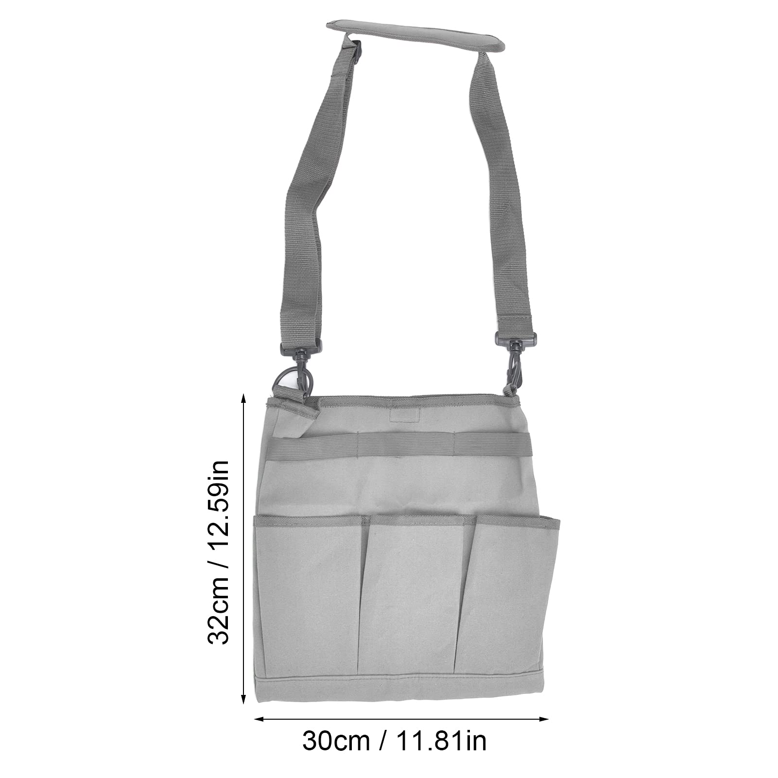 Alvinlite Heavy Duty Canvas Gardening Tool Bag with Multiple Pockets - Crossbody Shoulder Storage Organizer for Pruning Shears, Trowels & Garden Tools (Gray) - Perfect for Landscaping, Yard Work & Outdoor Activities