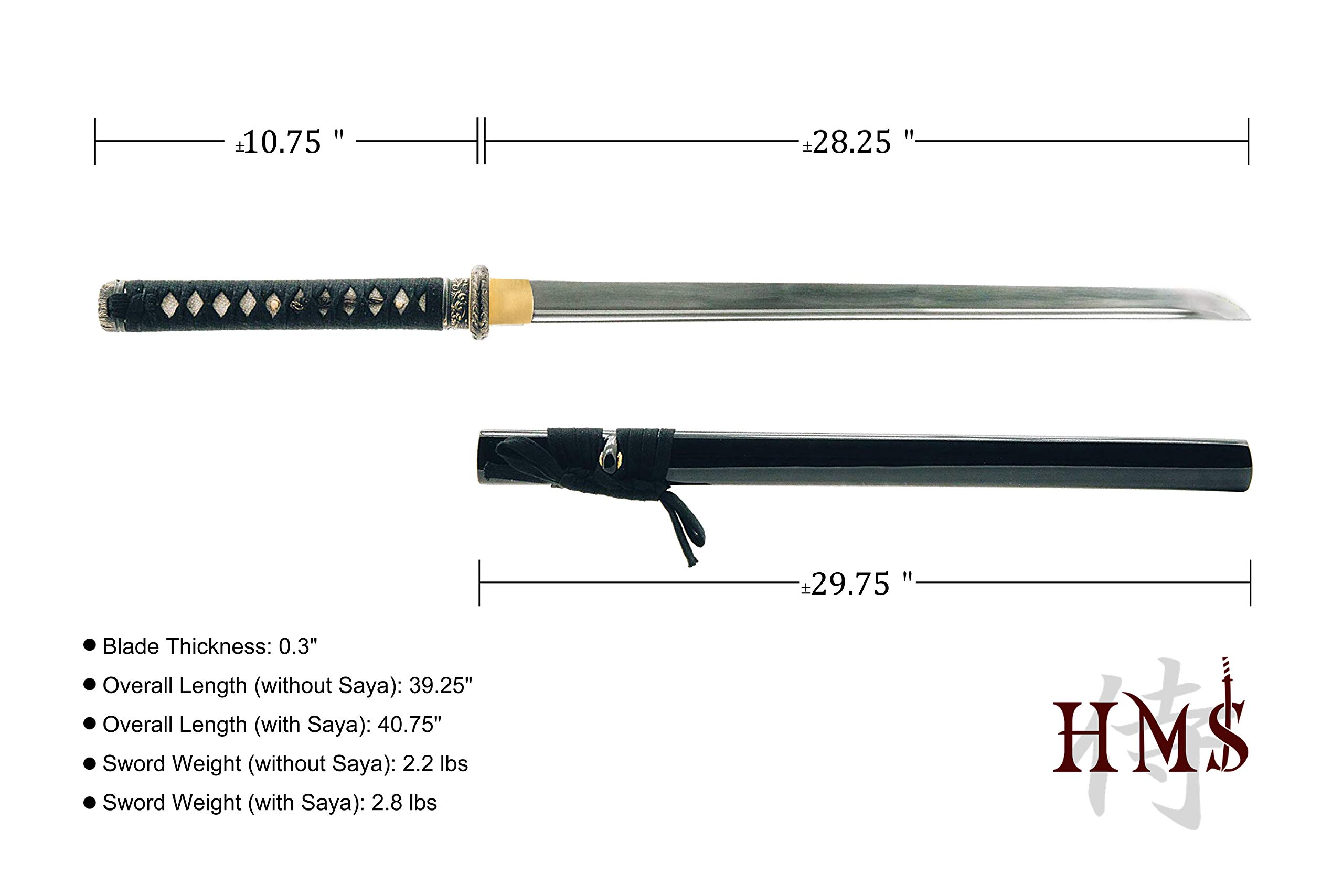 Handmade Samurai Katana Sword - Authentic Hand Forged 1045 Carbon Steel Blade with Heat/Clay Tempering - Full Tang Construction - Razor Sharp with Scabbard - Perfect for Martial Arts Training, Cosplay & Collectors Display