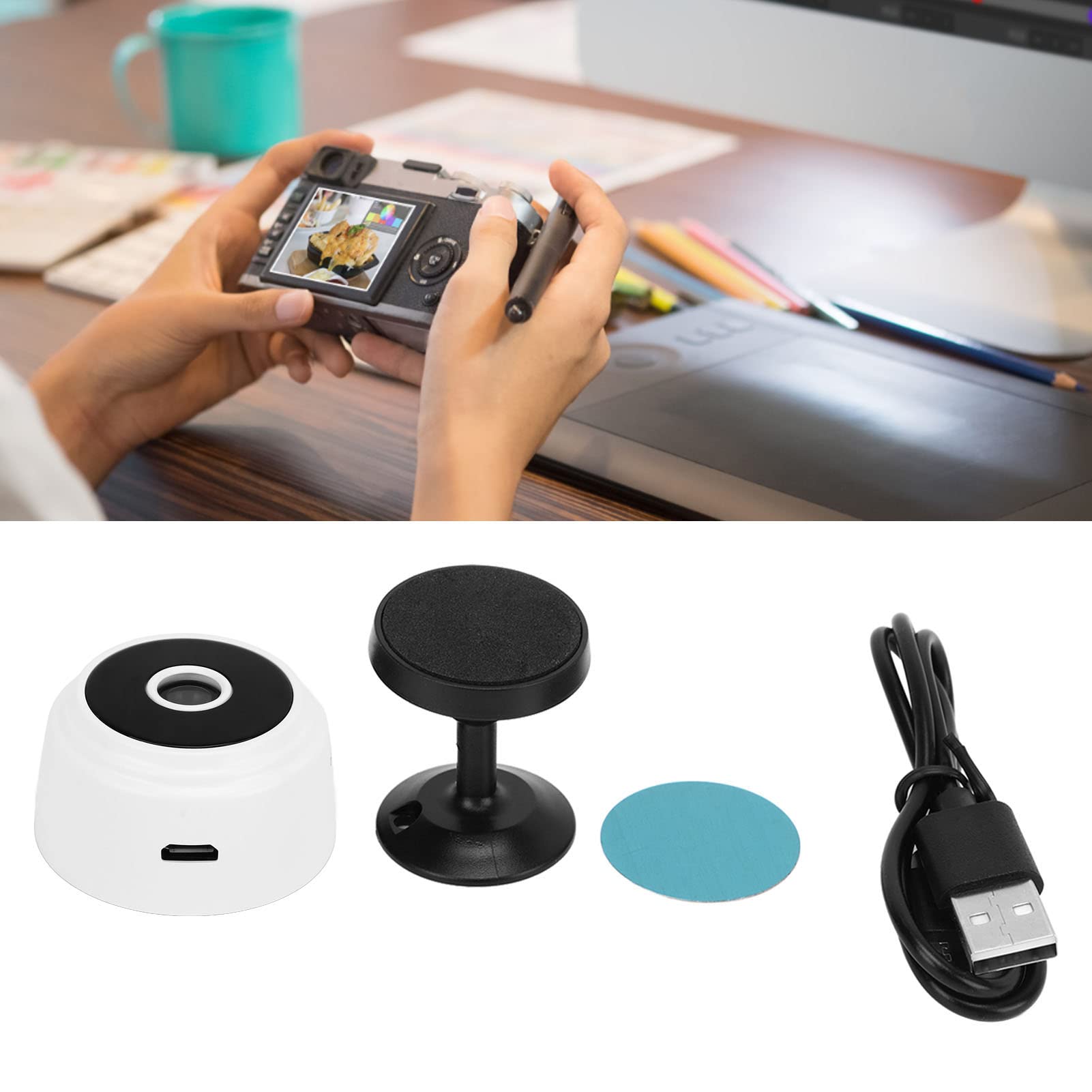 1080P HD Hidden Spy Camera - Mini WiFi Security Camera for Indoor & Outdoor Use, Battery Powered with Magnetic Mount, 45 Min Backup - Perfect for Home, Office & Baby Monitoring (White)
