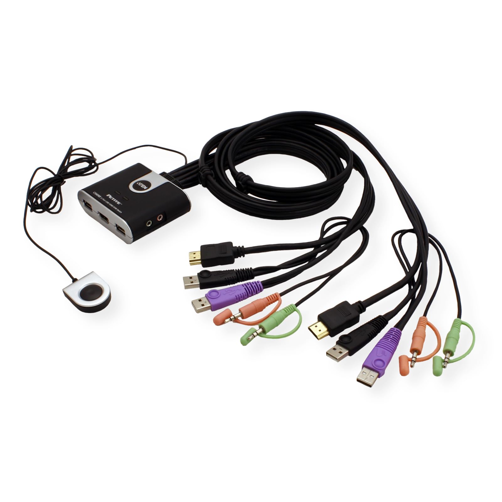 Aten Technologies CS692 2-Port USB KVM Switch for HD Video & Audio - Perfect for Home Office & Multi-Computer Workstations