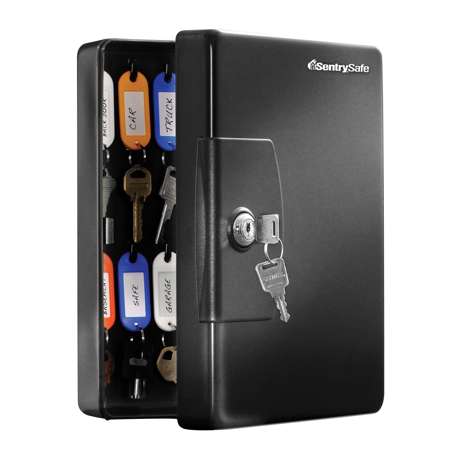 SentrySafe Key Box - Small Black Wall Mount Key Lock Box for Secure & Easy Access to Multiple Keys (0.06 Cubic Feet, KB-25) - Perfect for Home, Office & Garage Key Organization