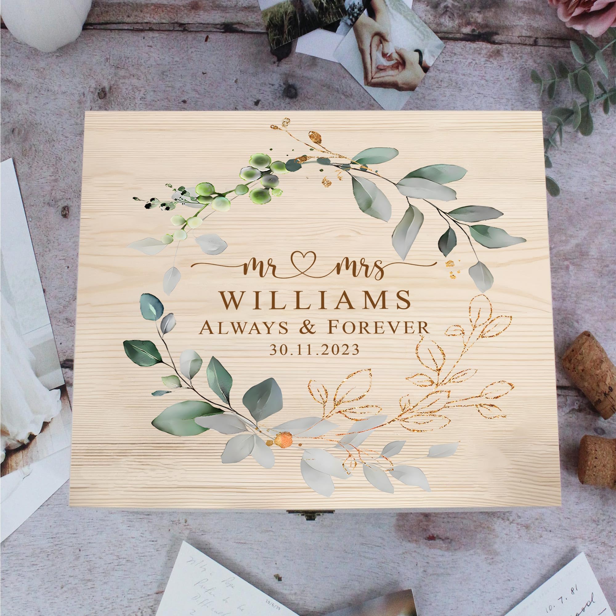 Personalized Wedding Keepsake Box for Couples - Romantic Gift for Anniversaries