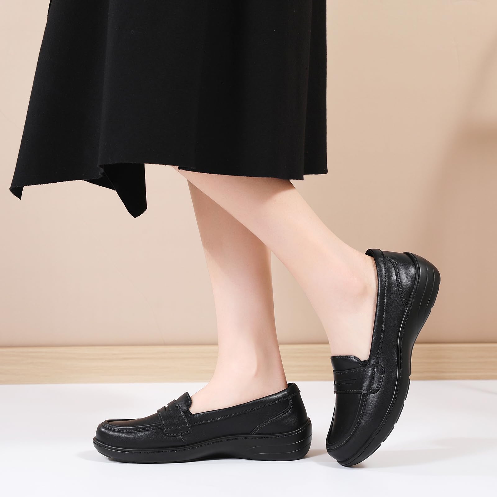 QAE Women's Leather Loafers - Orthopedic Comfort Slip-On Casual Shoes for Walking, Work & Dress | Perfect for Office, Travel & Everyday Wear