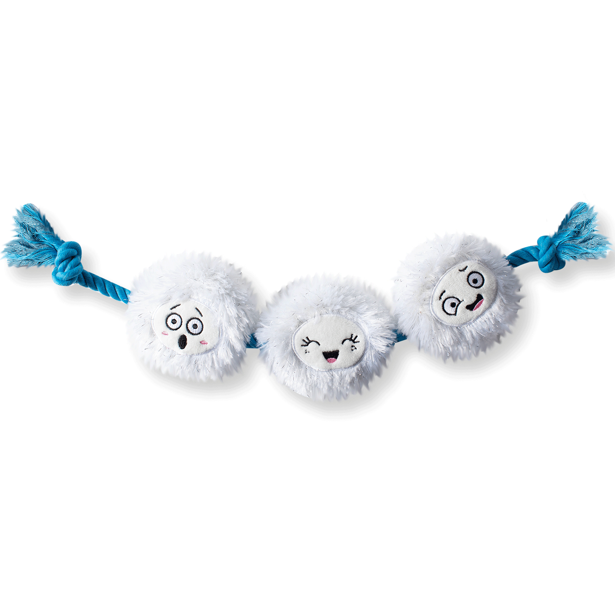 Blue & White Fringe Snow Dog Toys - Fun Chew Toys for Small & Medium Dogs - Perfect for Indoor Play & Training