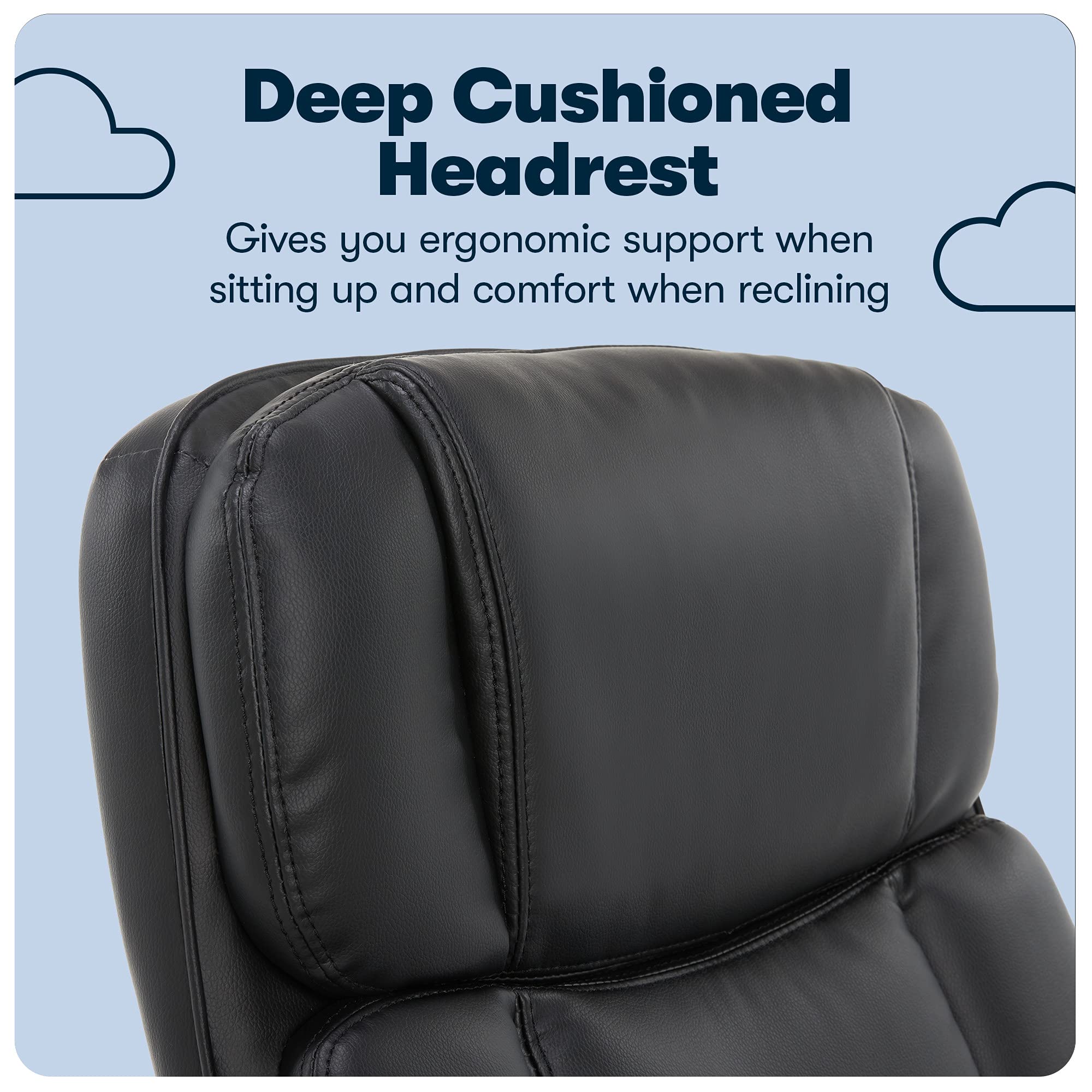 Serta Fairbanks Big and Tall High Back Executive Office Chair - Ergonomic Gaming Computer Chair with Layered Body Pillows & Contoured Lumbar Support - Black - Perfect for Long Work Hours, Gaming Sessions and Home Office Use