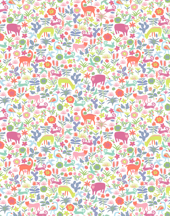 Tea Collection 'Menagerie' Pink Wallpaper - Elegant Floral Design for Bedroom, Living Room & Nursery Decor