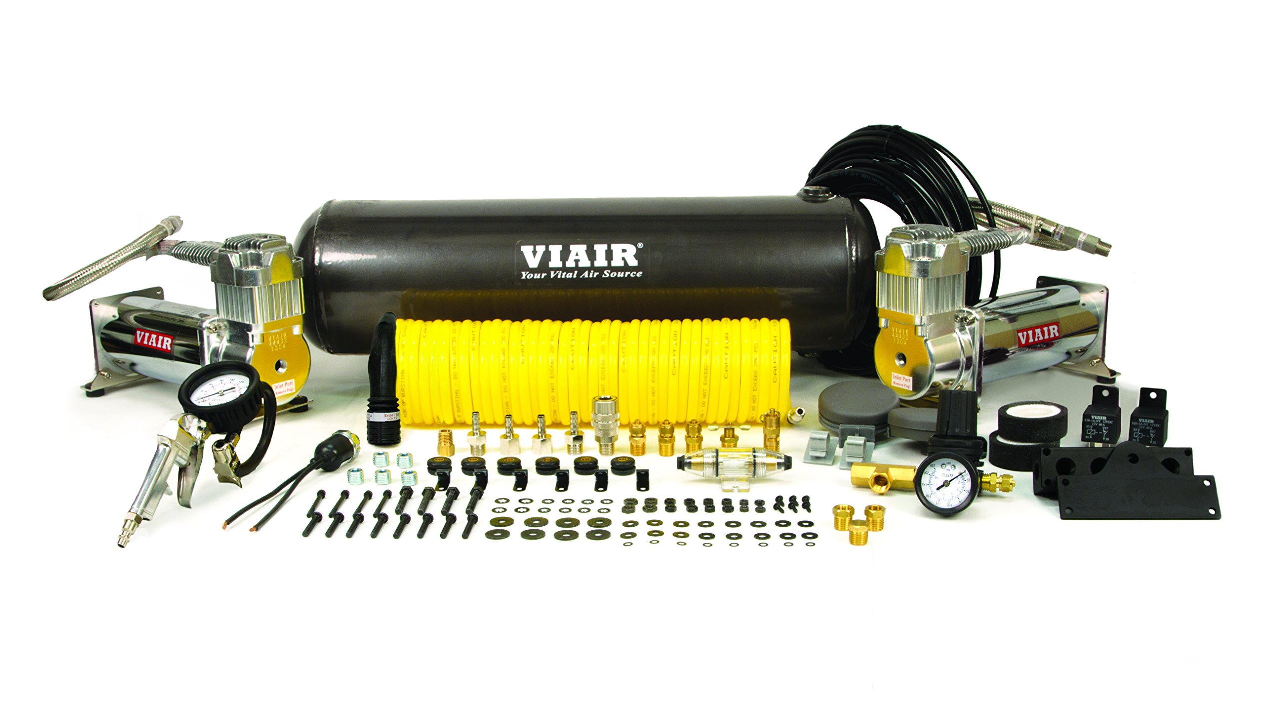 VIAIR 20019 Heavy Duty Onboard Air System for Trucks & SUVs - 12V Portable Air Compressor Kit with 150 PSI - Black - Perfect for Off-Roading, Tire Inflation & Emergency Use