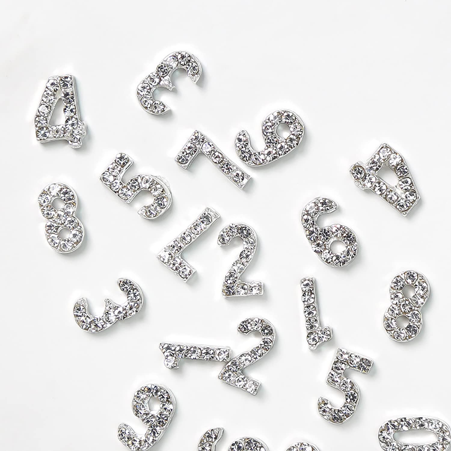 30pcs SILPECWEE Silver Number Nail Charms - 3D Nail Art Jewelry, Rhinestones & Studs for Acrylic Nails - DIY Manicure Decorations (Perfect for Nail Art, Wedding, Party & Special Occasions)