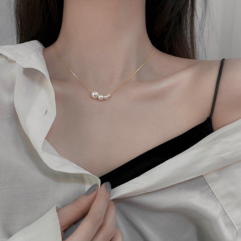 Dainty Irregular Pearl Bead Chain Necklace | XL9015 - Elegant Layering Jewelry for Women, Perfect for Weddings, Parties & Everyday Wear