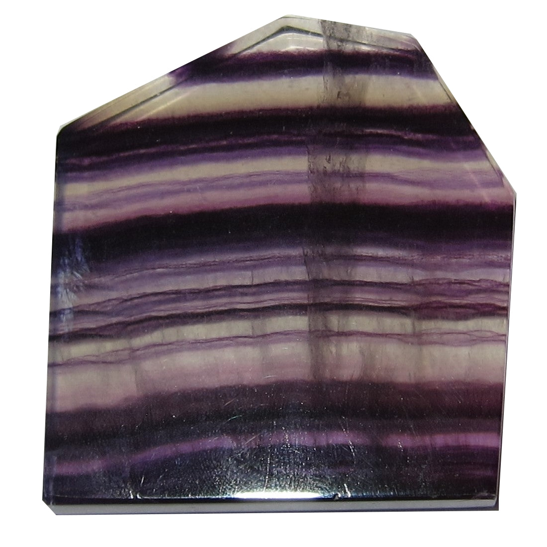 Natural Fluorite Purple Polished Stone - Striped House Shaped Healing Crystal for Home Decor, Meditation & Energy Work