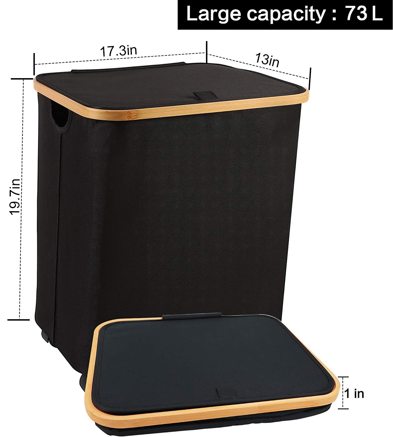 Guofa 73L Rolling Laundry Basket with Wheels & Lid - Large Collapsible Laundry Hamper with Removable Bag for Clothes, Toys Storage | Perfect for Bedroom, Laundry Room & Home Organization