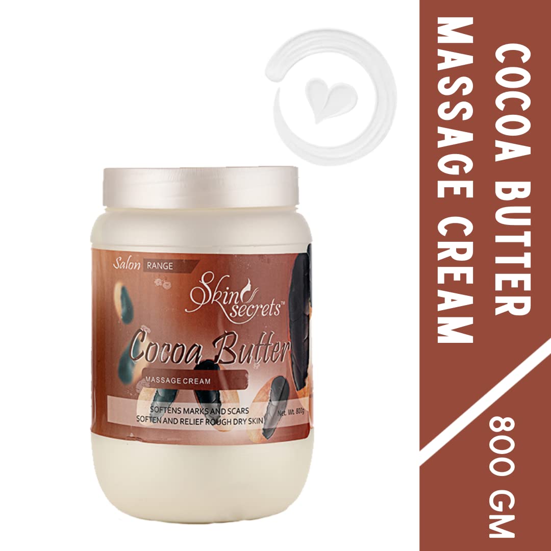 Organic Cocoa Butter Massage Cream with Cocoa Powder - 800g Paraben Free, Cruelty Free & Vegan Body Lotion for Dry Skin - Perfect for Spa, Massage Therapy & At-Home Self Care