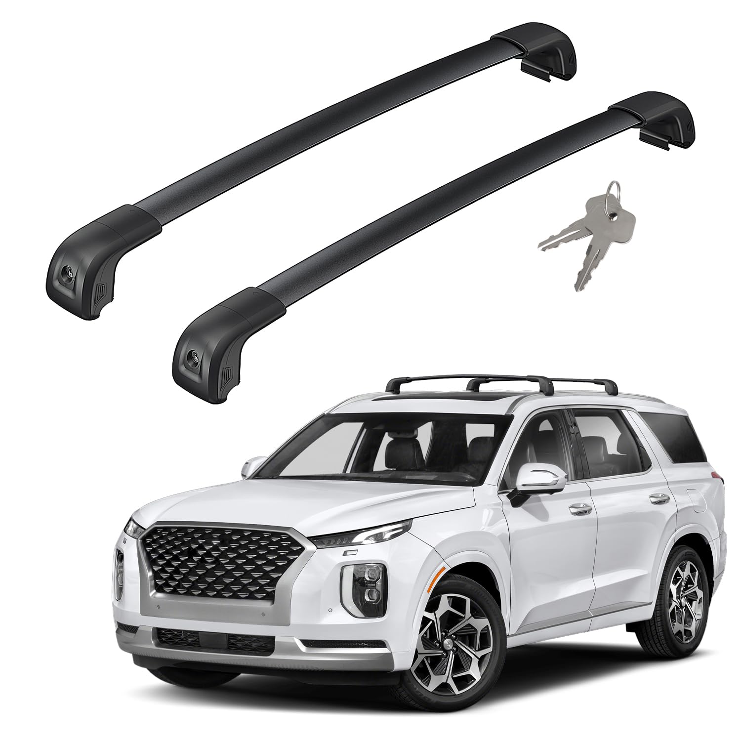 Heavy Duty Roof Rack Cross Bars for Hyundai Palisade 2019-2025 Models (SE/SEL/XRT/Limited/Calligraphy) - Lockable Aluminum Cargo Carrier for Kayak, Canoe, Bike, Snowboard & Luggage | Perfect for Road Trips & Outdoor Adventures