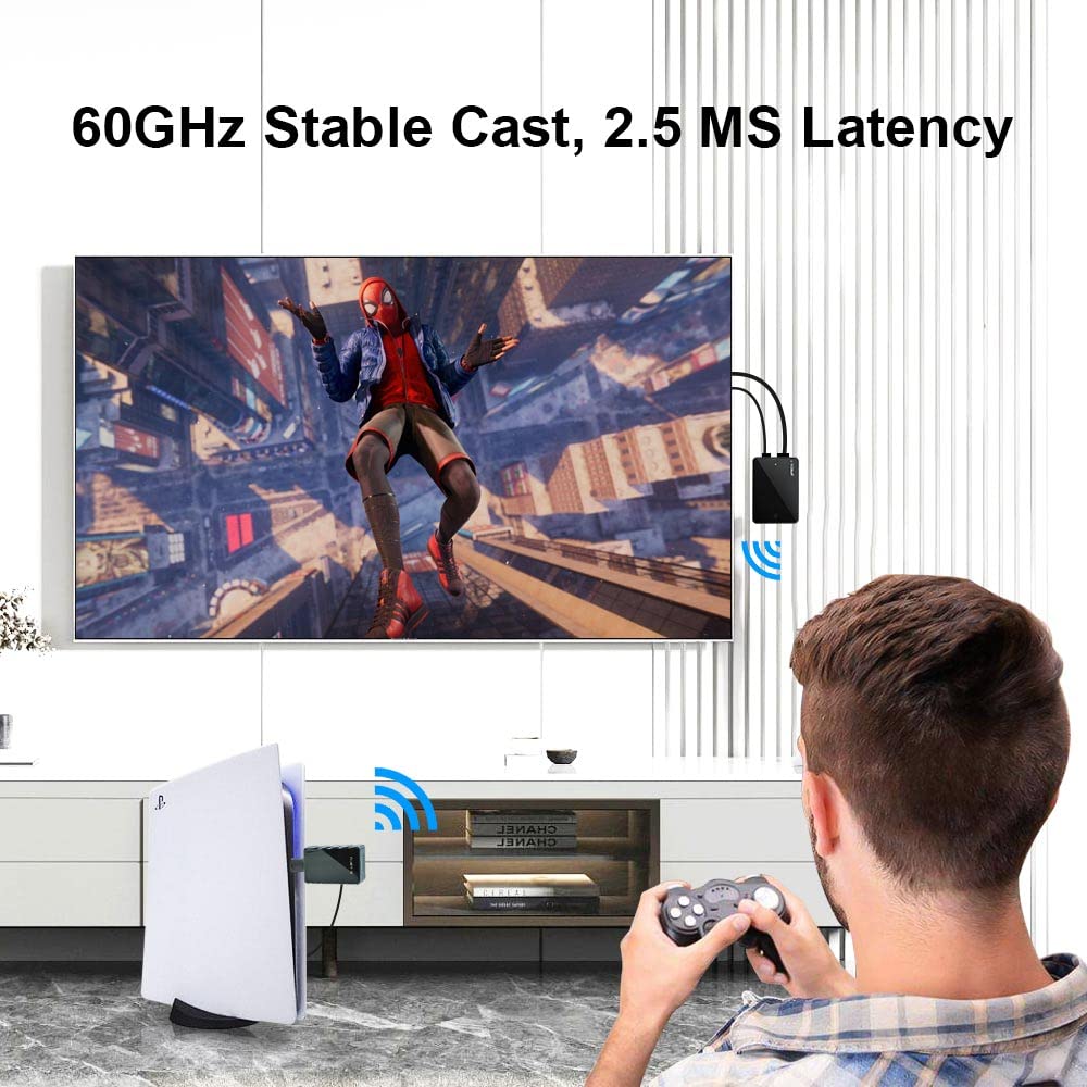 PeakDo 4K Wireless HDMI Transmitter and Receiver Kit - Zero Latency 100ft Range for Streaming UHD Video/Audio from Laptop, PC, Game Console to TV, Monitor, Projector - Perfect for Home Theater, Gaming, and Office Presentations