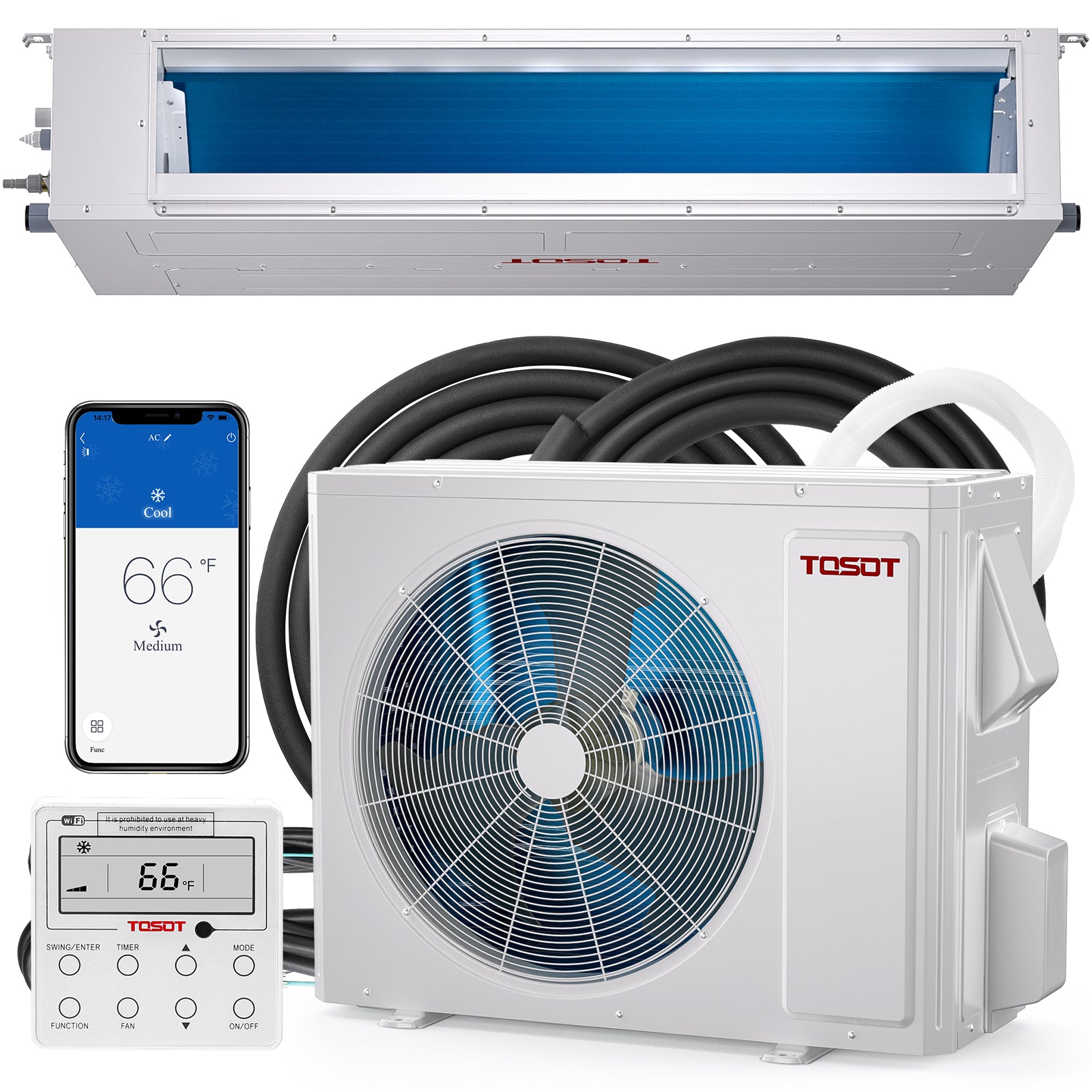 34,000 BTU Ducted Mini Split Air Conditioner - High Efficiency HVAC System for Home & Office Cooling | Perfect for Large Rooms, Garages, and Commercial Spaces