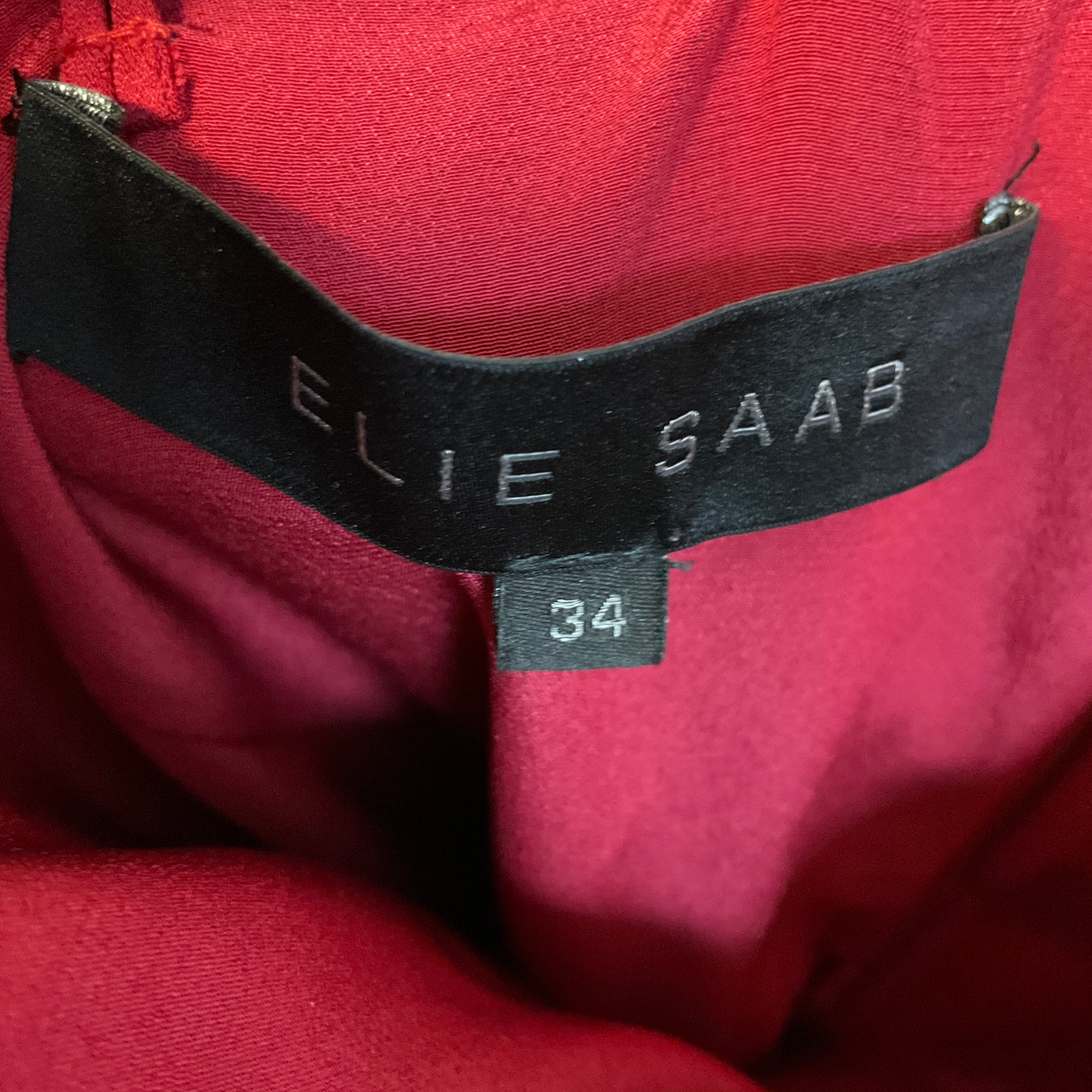 Elie Saab Red Strapless Silk Gown - Elegant Formal Evening Dress for Women | Perfect for Weddings, Galas & Special Occasions