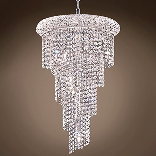 8-Light Chrome Chandelier with Crystals for Dining Room