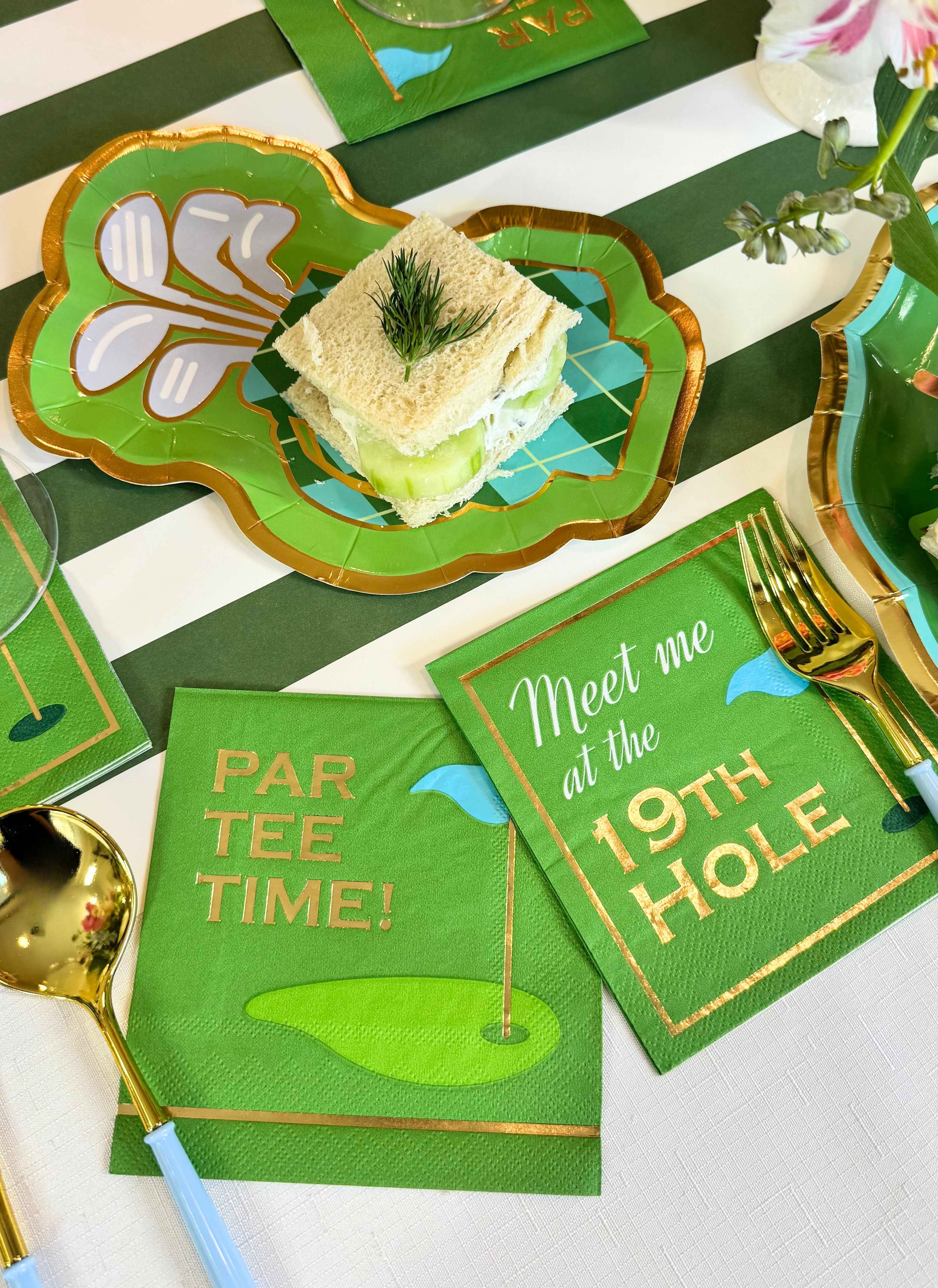 Premium Golf Bag Die-Cut Salad Plates Set of 8 - Elegant Dinnerware for Golf-Themed Parties, BBQs & Outdoor Gatherings