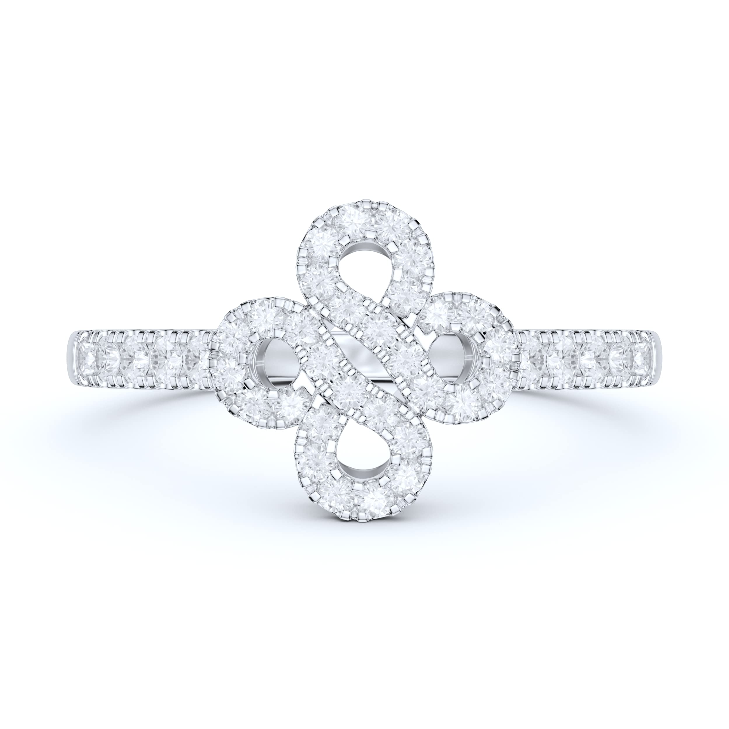 10K White Gold Elegant Split Infinity Engagement Ring with Simulated Diamond or Genuine Moissanite Pave - Perfect for Proposals, Anniversaries & Romantic Occasions