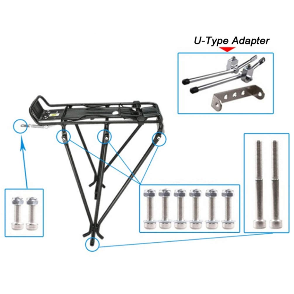 Adjustable Rear Bike Luggage Rack Carrier - Universal Fit for Fixie, Mountain & Road Bikes - Heavy Duty Cargo Rack for Commuting, Touring & Outdoor Adventures