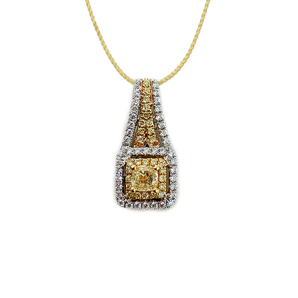 14K Two-Tone Yellow Diamond Pendant Necklace - Elegant Gold & Silver Jewelry for Women - Perfect for Parties, Weddings & Special Occasions